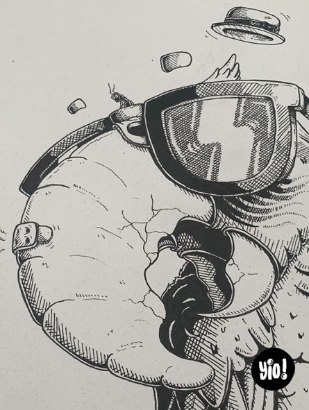 dessin original perroquet ara - dessin perroquet encre de Chine - original ara papier de créa - dessiné en France