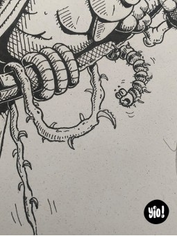 dessin original perroquet ara - dessin perroquet encre de Chine - original ara papier de créa - dessiné en France