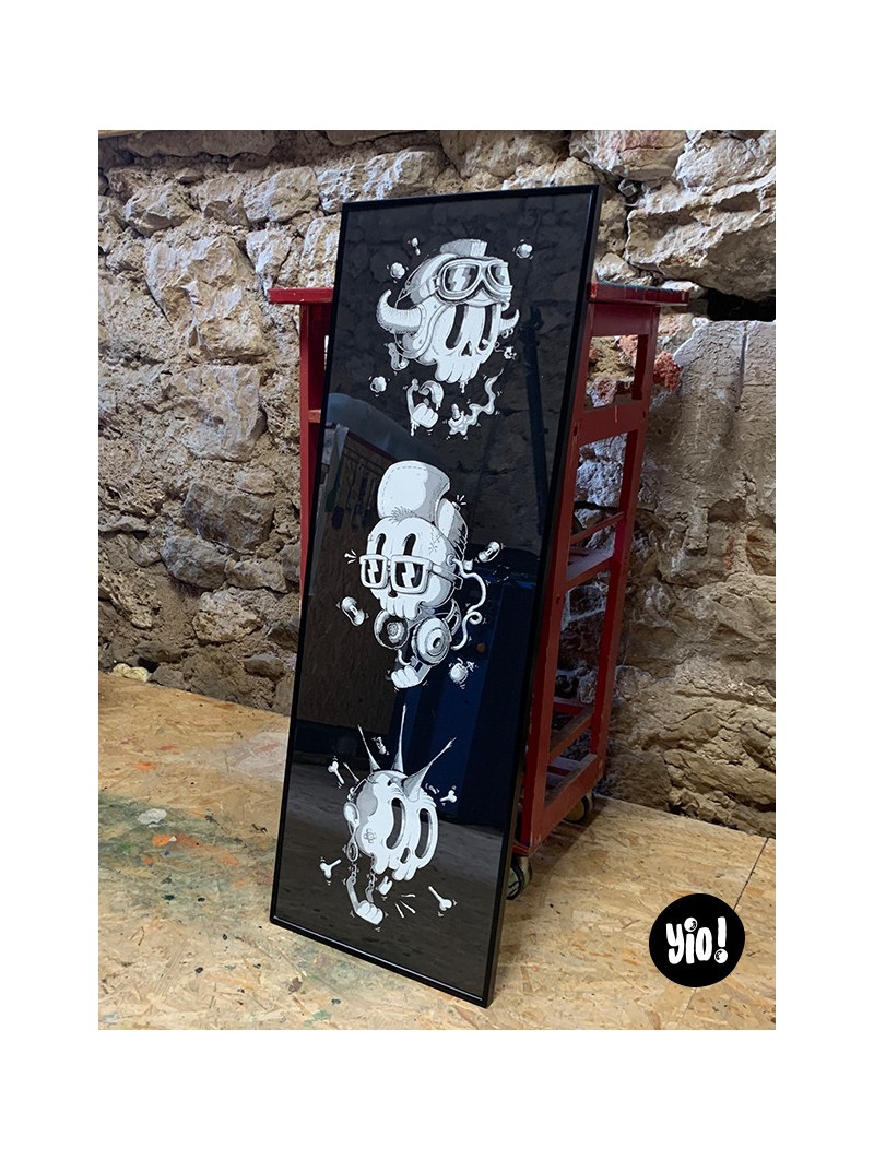tirage d'art skulls - sérigraphie skulls - affiche sérigraphie - dessiné et sérigraphié en France