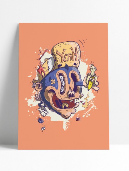 affiche singe - poster singe - papier de créa - dessiné et imprimé en France