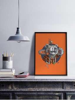 affiche ours - poster bûcheron - papier de créa - dessiné et imprimé en France