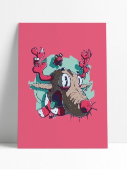 affiche renne noël - poster renne noël - papier de créa - dessiné et imprimé en France