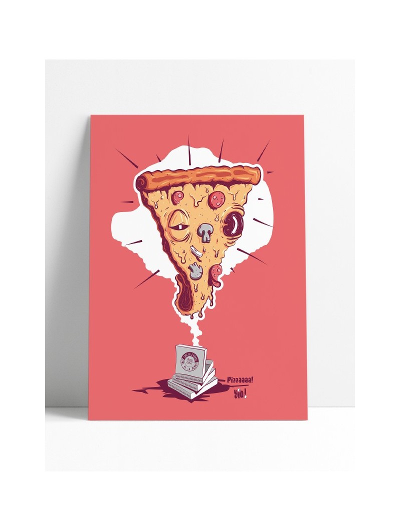 affiche pizza - papier de créa - dessiné et imprimé en France