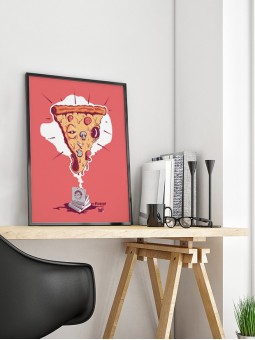 affiche pizza - papier de créa - dessiné et imprimé en France