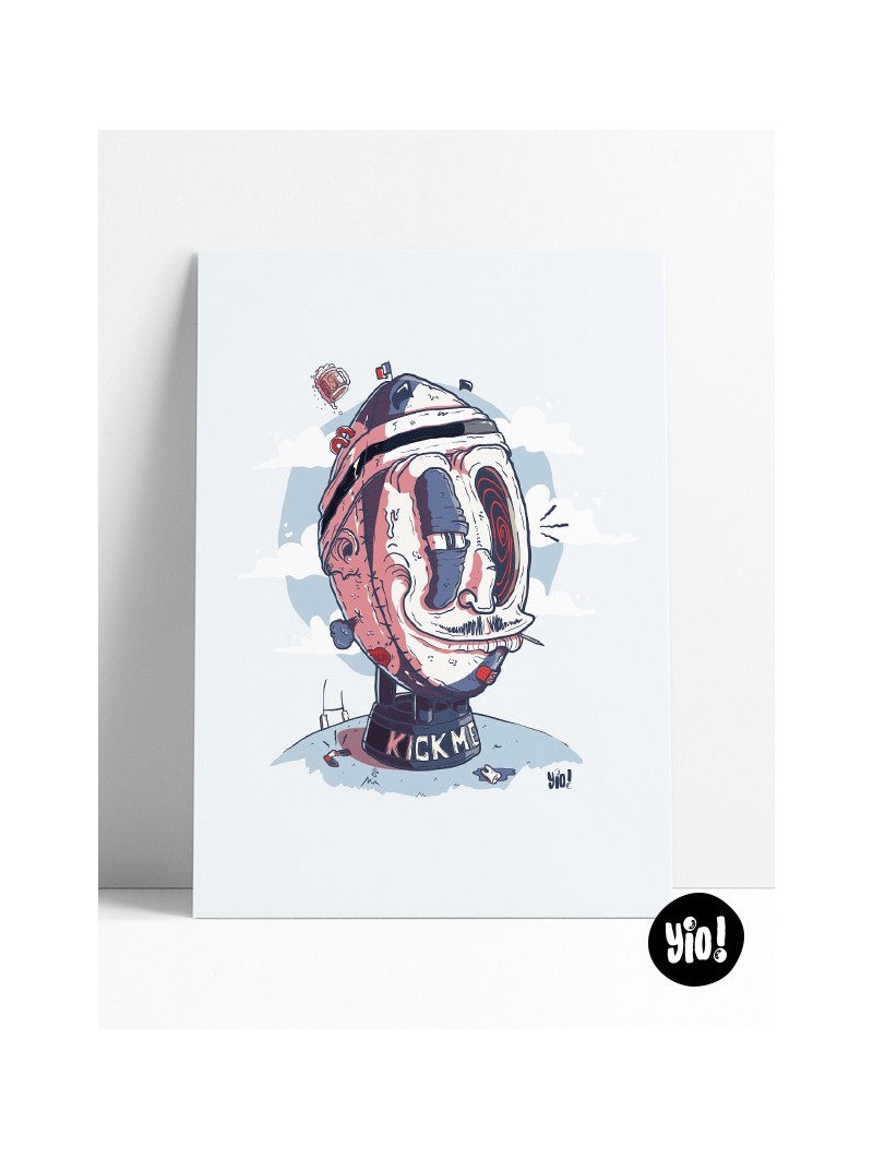 affiche ballon rugby - poster rugby - illustration sport - dessiné et imprimé en France