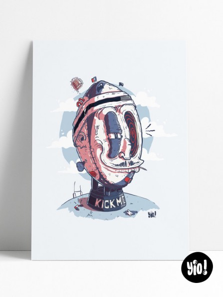 affiche ballon rugby - poster rugby - illustration sport - dessiné et imprimé en France