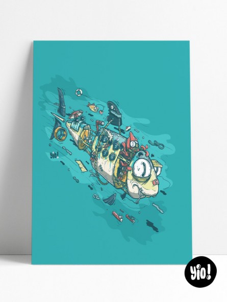 affiche poisson - poster océan - illustration mer - dessiné et imprimé en France