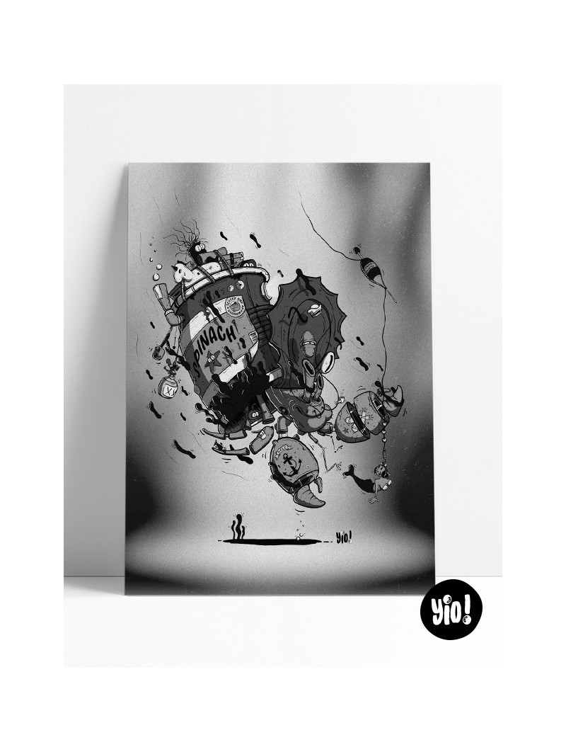 affiche popeye - poster spinach - illustration cartoon - dessiné et imprimé en France