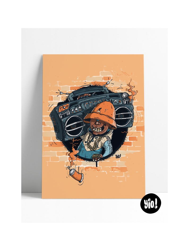 affiche boombox - poster ghettoblaster - illustration retro - yio illustrations