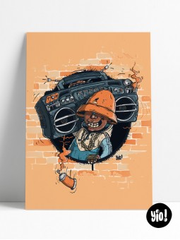 Affiche Boombox ghetto blaster illustration hip-hop vintage rétro 30x40 cm Archives Yio