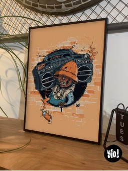 affiche boombox - poster ghettoblaster - illustration retro - yio illustrations