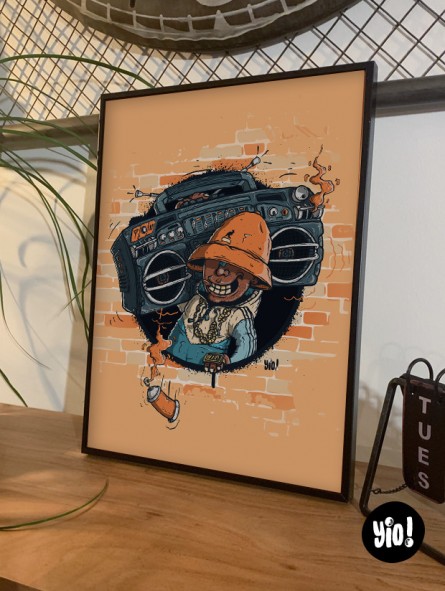 affiche boombox - poster ghettoblaster - illustration retro - yio illustrations