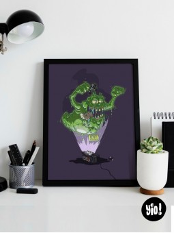 Affiche Slimer Bouffe-tout SOS Fantômes encadrée décoration bureau chambre années 80