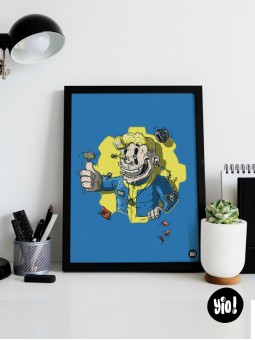 Affiche Vault Boy Fallout encadrée décoration bureau gaming Wasteland S.P.E.C.I.A.L. la guerre ne change jamais