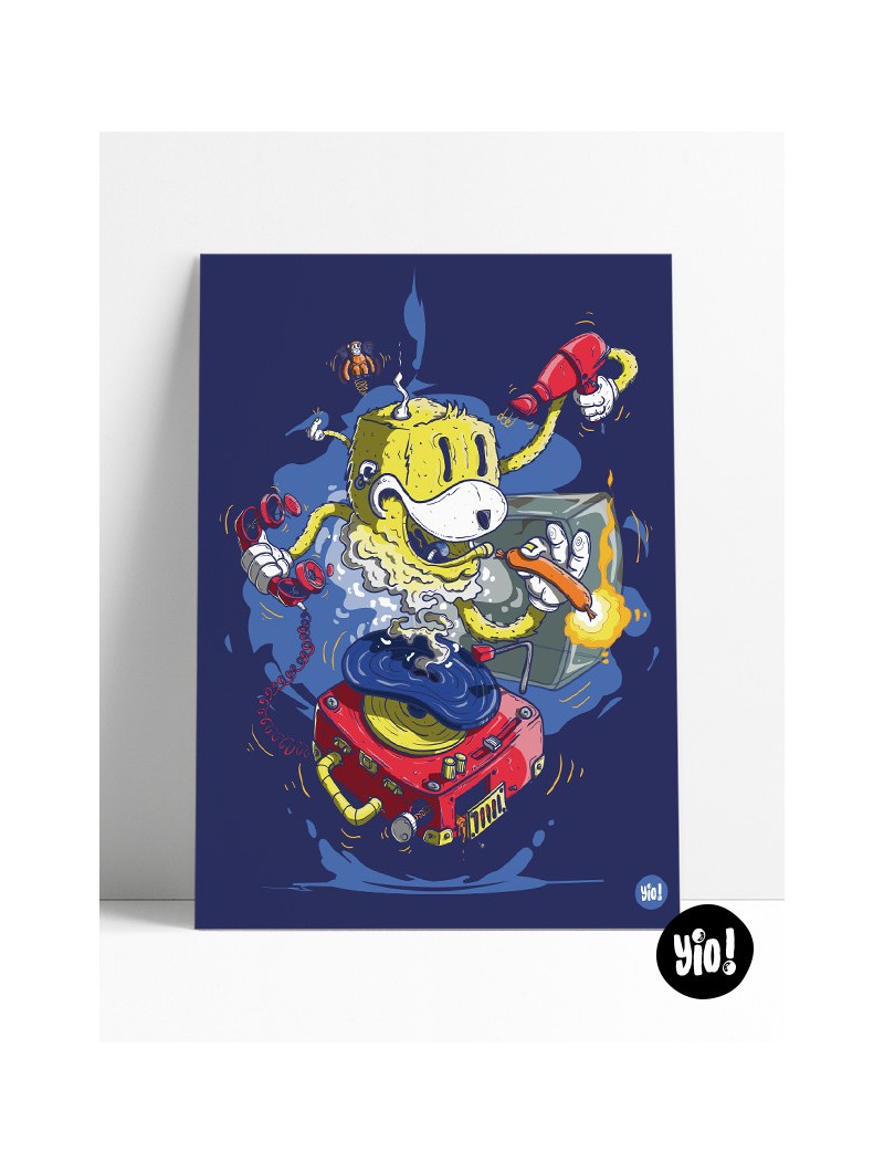 Affiche Flat Eric Mr Oizo illustration originale French Touch rétro 30x40 cm Archives Yio