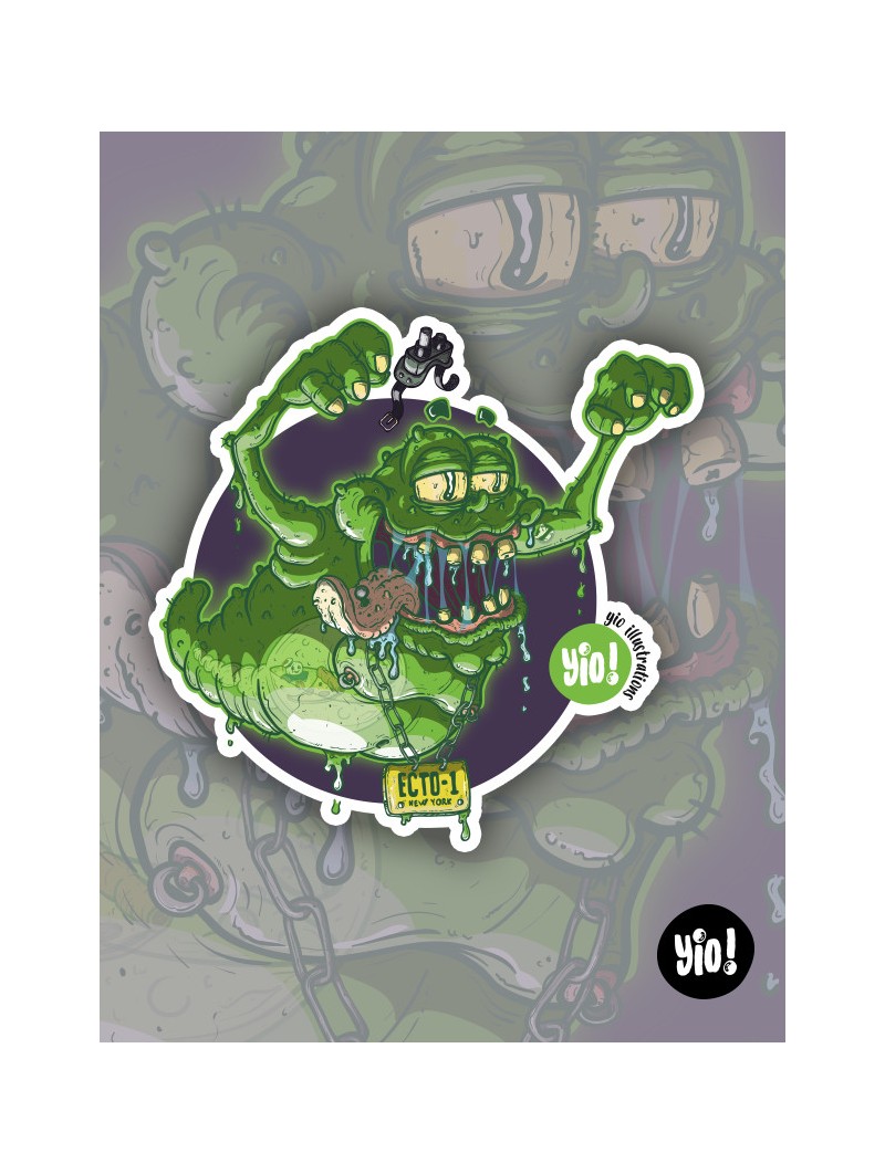 Sticker Slimer SOS Fantômes Ghostbusters holographique fantôme vert vinyle Yio