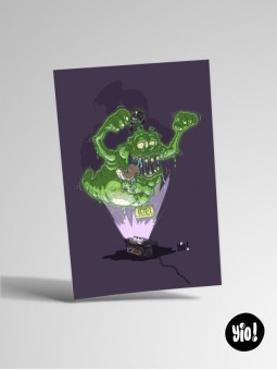 Carte Slimer SOS Fantômes Ghostbusters illustration originale fantôme vert 10x15 cm Yio