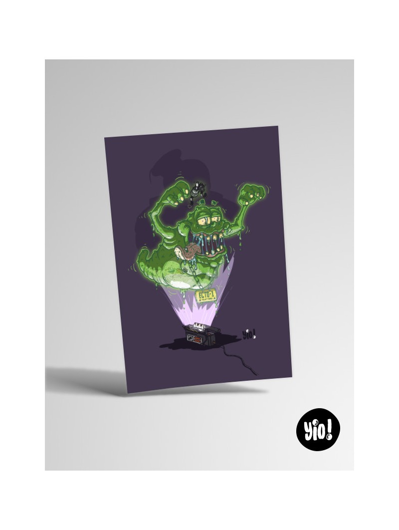 Carte Slimer SOS Fantômes Ghostbusters illustration originale fantôme vert 10x15 cm Yio