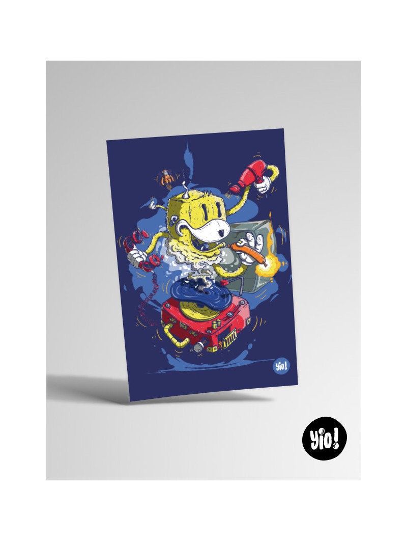 Carte Flat Eric Mr Oizo illustration originale French Touch pop culture 10x15 cm Yio