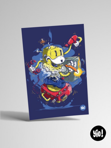 Carte Flat Eric Mr Oizo illustration originale French Touch pop culture 10x15 cm Yio