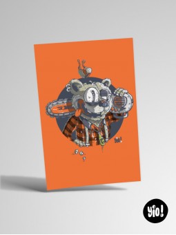 Carte ours grizzly bûcheron illustration originale lumberjack Chartreuse Alpes 10x15 cm Yio