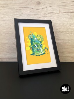 Carte mojito encadrée bureau cadeau anniversaire crémaillère apéro happiness on the rocks