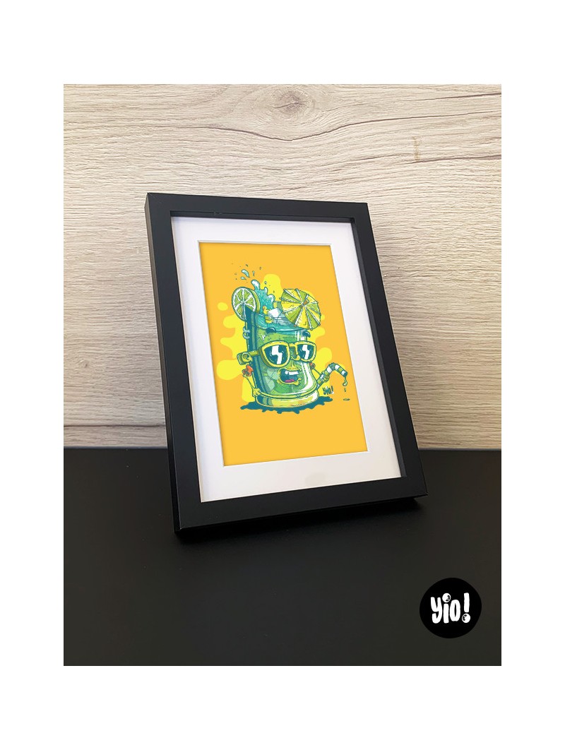 Carte encadrée mojito fun et coloré, style cartoon