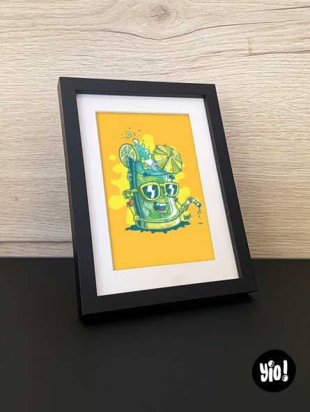 Carte encadrée mojito fun et coloré, style cartoon