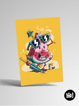 Carte pastèque illustration originale humoristique été décalée 10x15 cm Yio