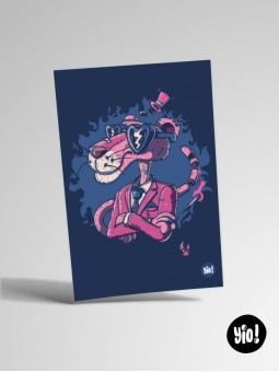 Carte Panthère Rose illustration originale pop culture rétro 10x15 cm Yio