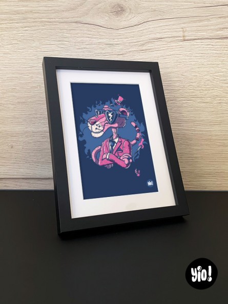 Carte Panthère Rose encadrée décoration bureau cadeau geek petit format