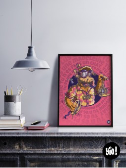 Affiche illustrée d'ALF style décalé avec cadre – Format 30x40 cm
