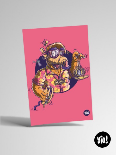 Carte ALF illustration originale pop culture rétro 10x15 cm Yio