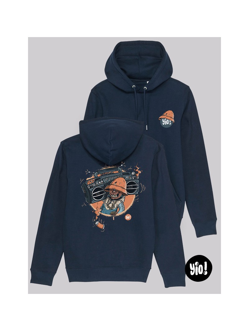 Hoodie Boombox unisexe coton bio Sweat rétro hip-hop années 80 par Yio