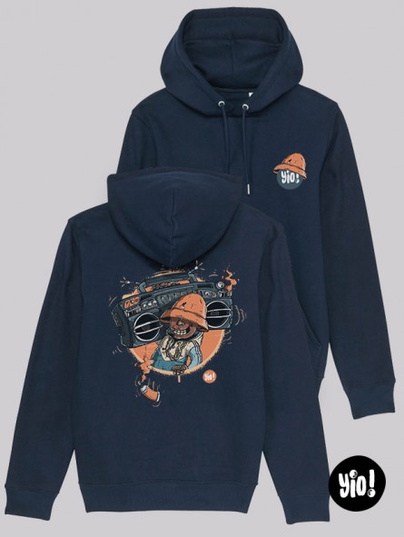 Hoodie Boombox unisexe coton bio Sweat rétro hip-hop années 80 par Yio