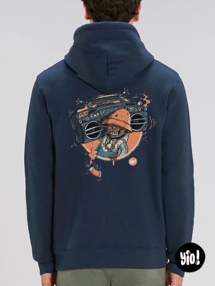 Hoodie Boombox unisexe coton bio Sweat rétro hip-hop années 80 par Yio