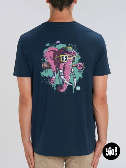 T-shirt Éléphant Punk unisexe coton bio - Illustration badass et décalée par Yio