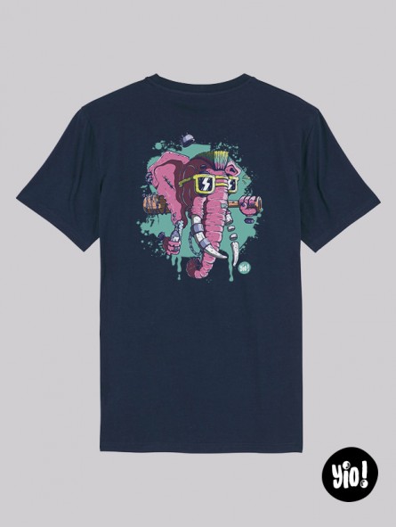 T-shirt Éléphant Punk unisexe coton bio - Illustration badass et décalée par Yio