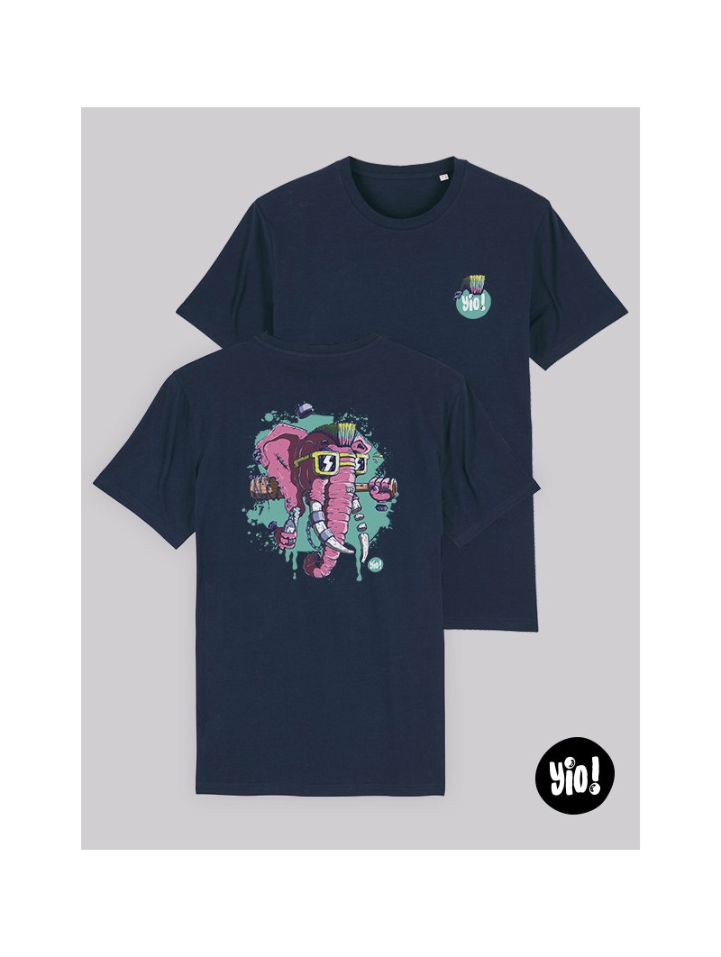T-shirt Éléphant Punk unisexe coton bio - Illustration badass et décalée par Yio