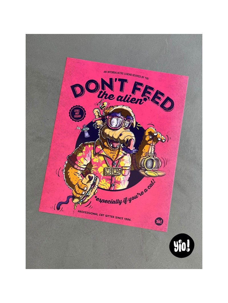 Affiche narrative ALF "Don't Feed The Alien" format 40x50cm