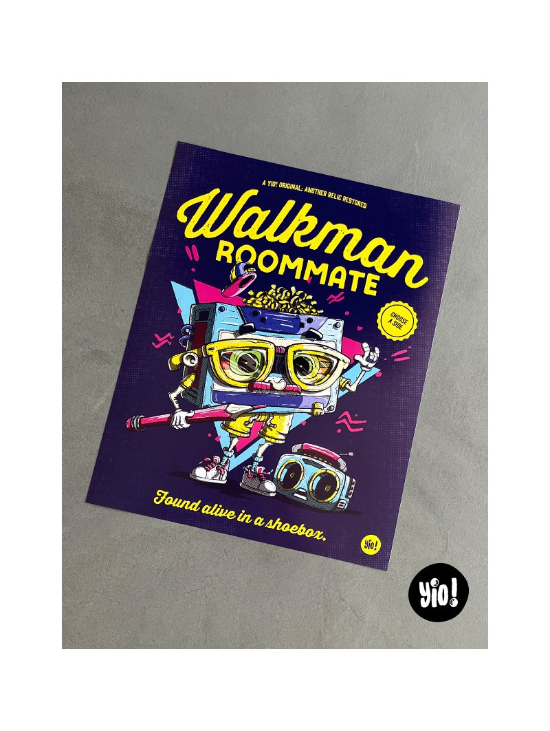 Affiche narrative cassette audio Walkman Roommate format 40x50 cm