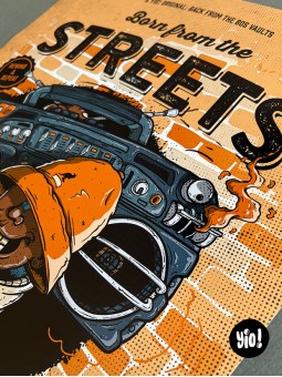 Détail des traits et textures du personnage Hip-Hop rétro