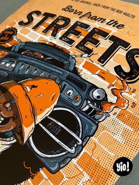 Détail des traits et textures du personnage Hip-Hop rétro