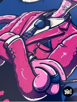 Détail personnage Panthère Rose smoking dandy illustration pop culture Yio