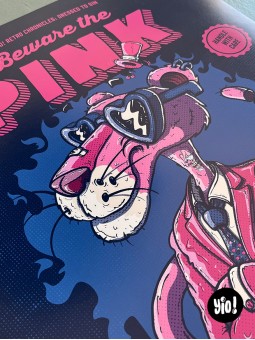 Détail regard Pink Panther affiche originale rétro Yio Illustrations
