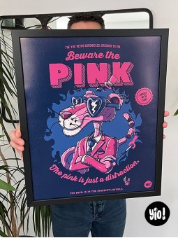 Affiche Panthère Rose 40x50 encadrée tenue en main idée cadeau pop culture