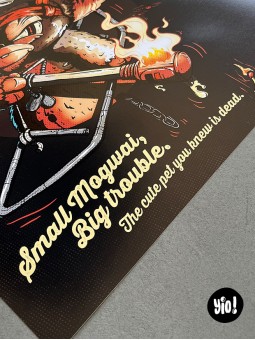 Détail typographie Small Gizmo Big Trouble affiche Gremlins rétro Yio