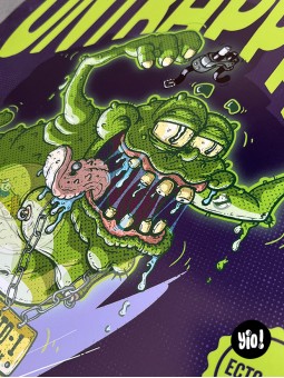 Détail Slimer Bouffe-tout dessin original ectoplasme vert fantôme SOS Fantômes Yio