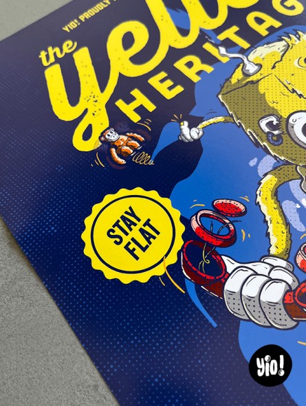 Détail tampon Stay Flat affiche Flat Eric Mr Oizo Distorted Icons Yio