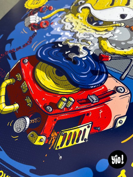 Détail platine Flat Eric illustration French Touch musique électro années 90 Yio